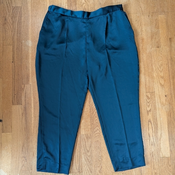💙Banana Republic Teal Satin Trousers – Luxe Vibes with a Quirky Twist ✨👖 - Picture 1 of 7